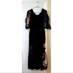 Black floral surplus dress